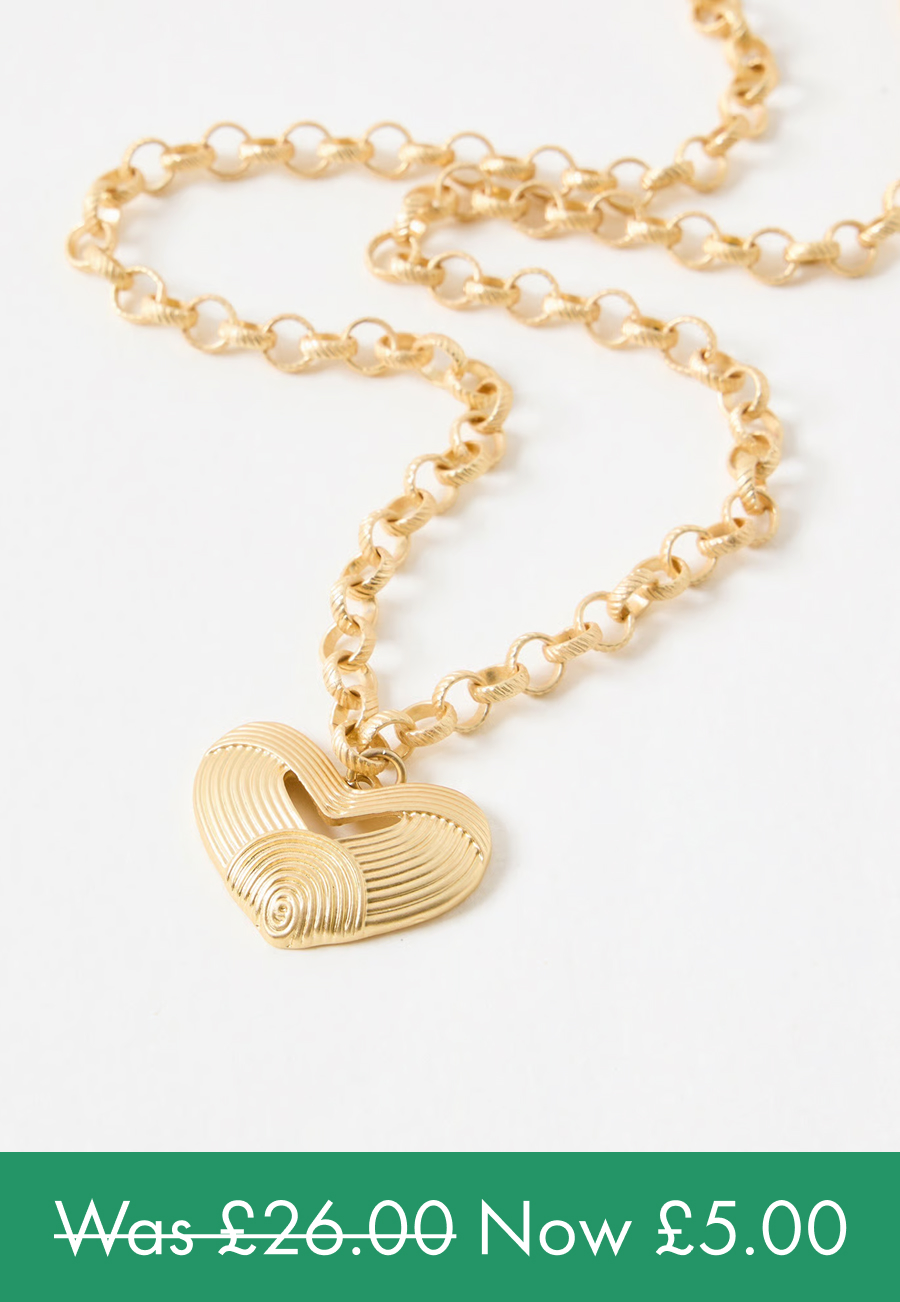 Calliope Line Heart Pendant Chunky Chain Necklace